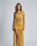 Mirella Mesh Slit Dress - Yellow Front