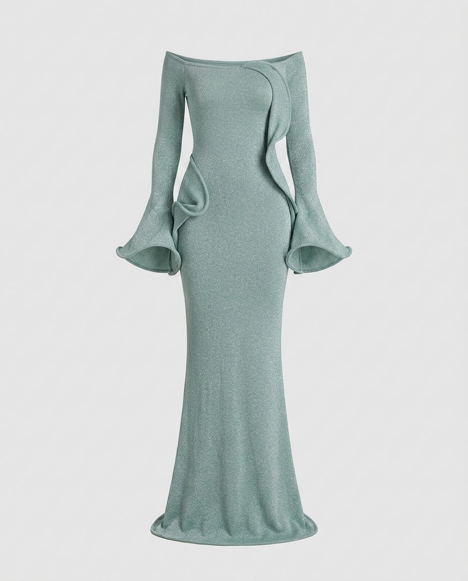 Camille Fishtail Sleeve Gown - Emerald - Ghost