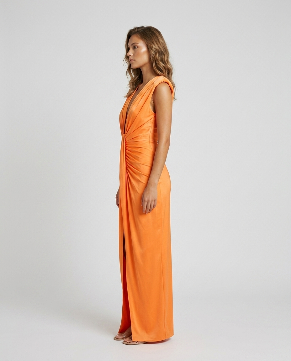 Seraphina Satin Dress - Orange Side