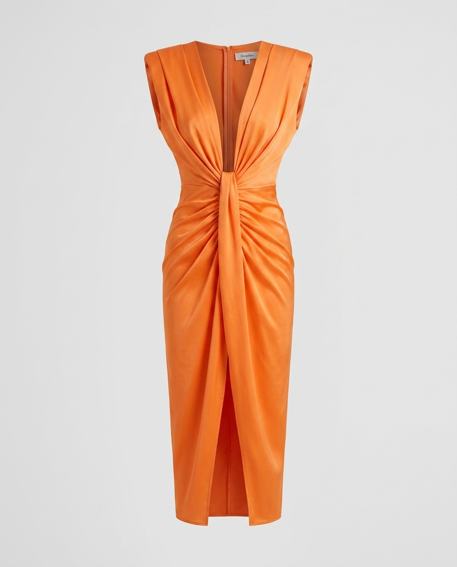 Seraphina Satin Dress - Orange Ghost