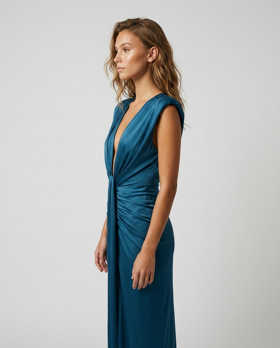 Seraphina Satin Dress - Blue Side