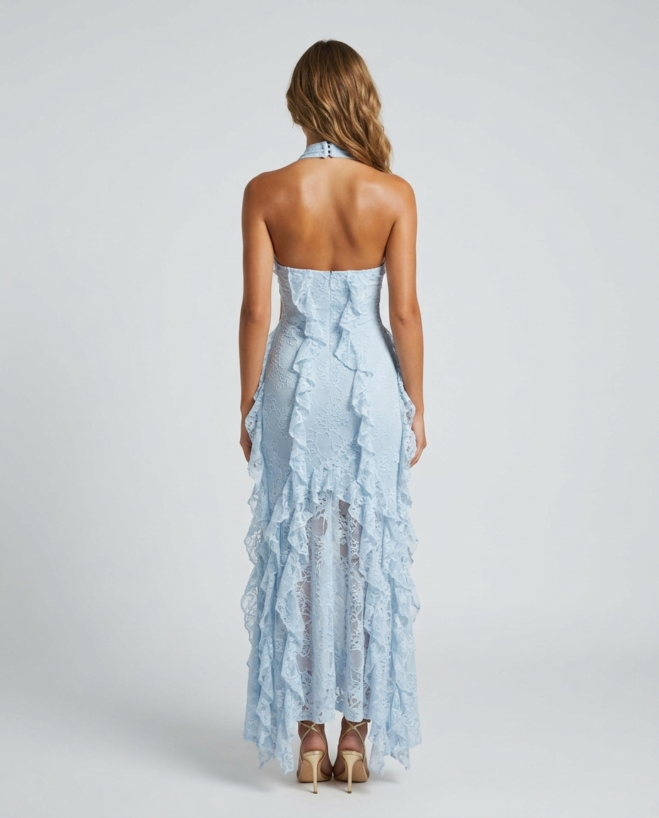 Odessa Halter Dress - Blue Rear