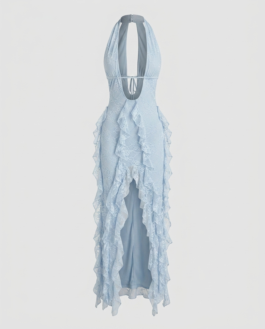 Odessa Halter Dress - Blue Ghost