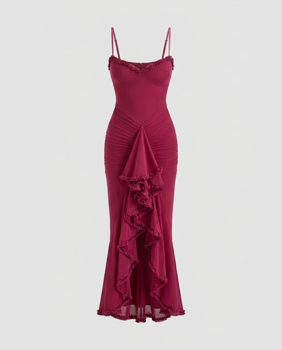 Valencia Hem Dress - Burgundy Ghost