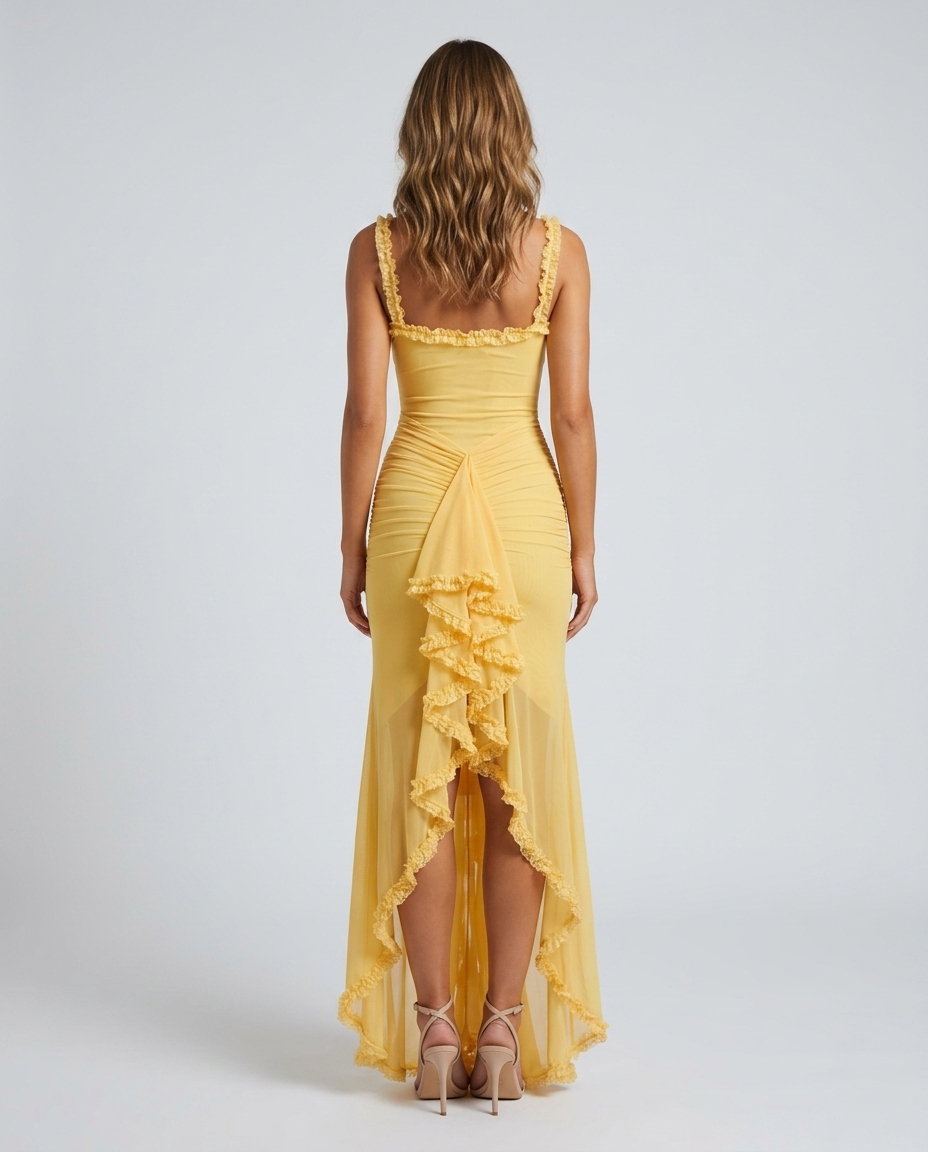 Valencia Hem Dress - Yellow Rear