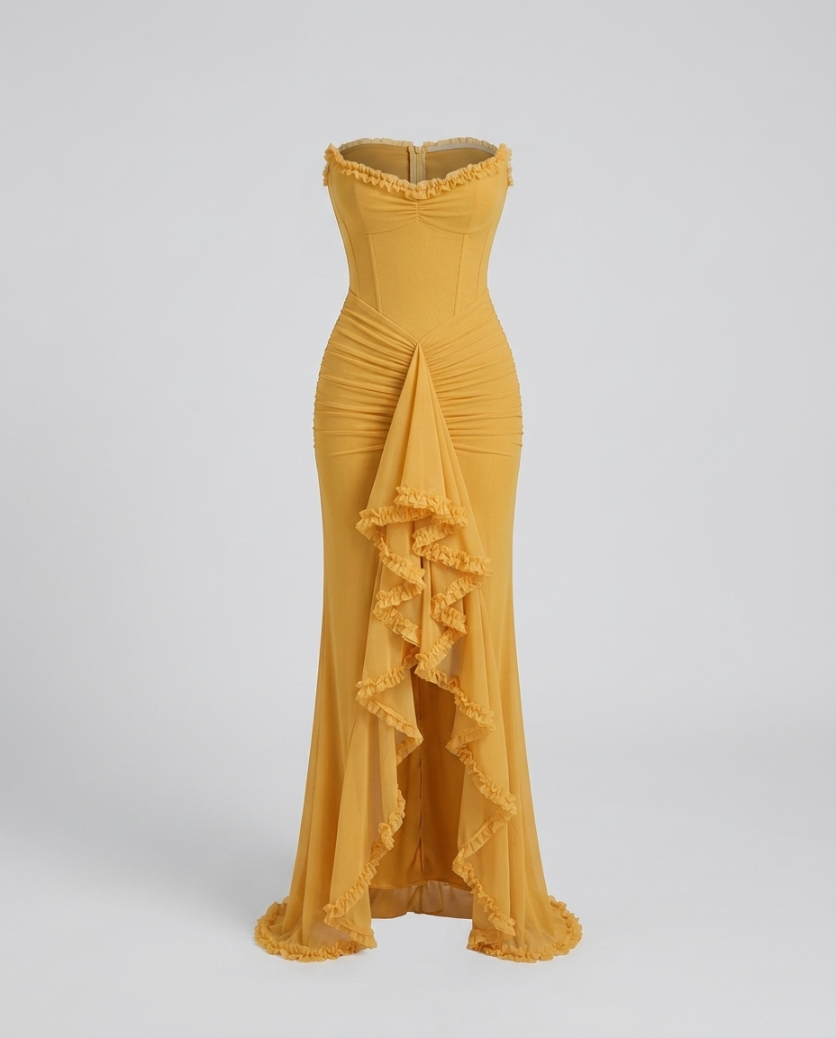 Valencia Hem Dress - Yellow Ghost