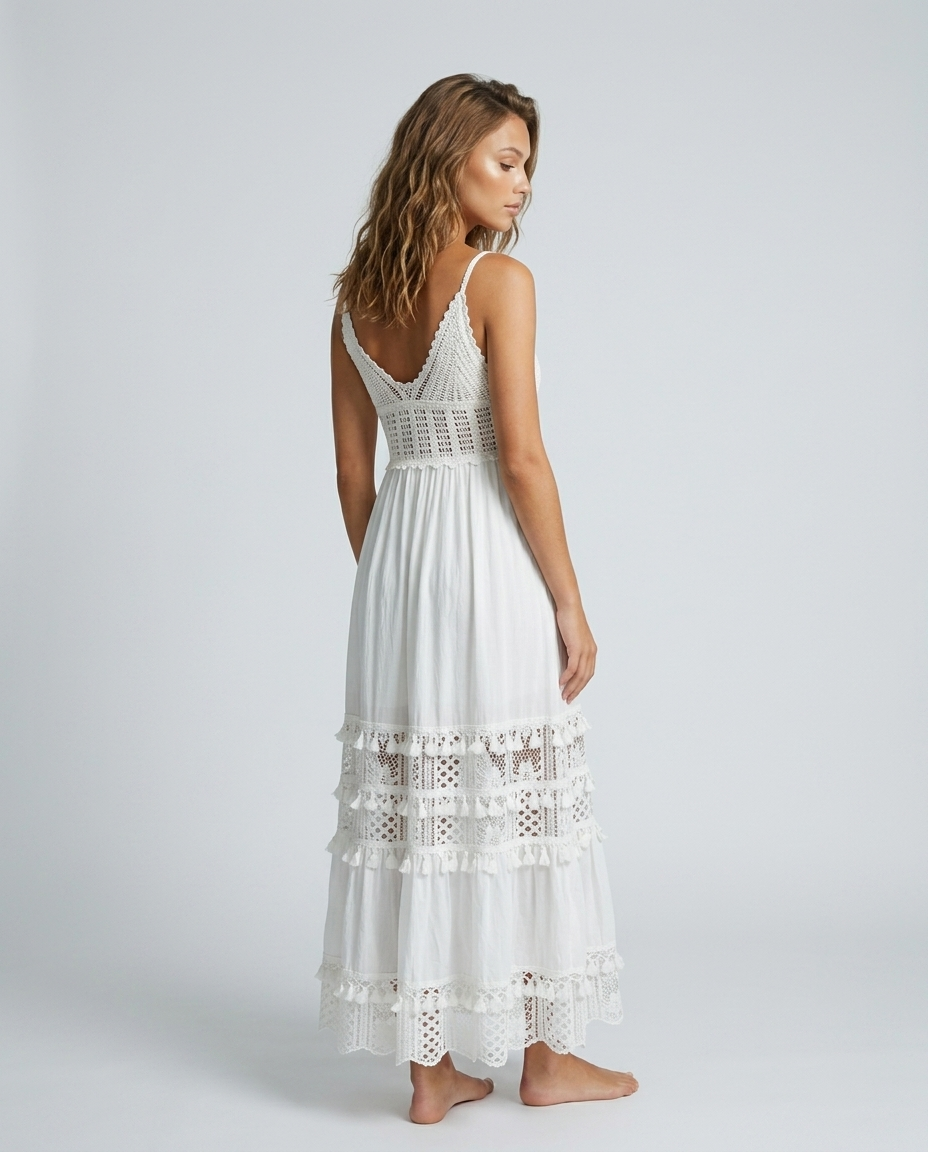 Elowen Dress - White Rear-Side