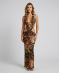 Rivana Halter Dress - Brown Front