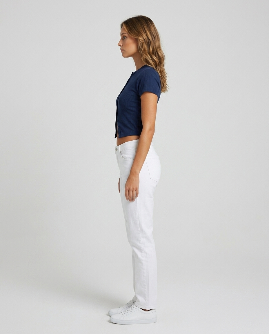 Brielle Button Vest Top - Navy Blue Side