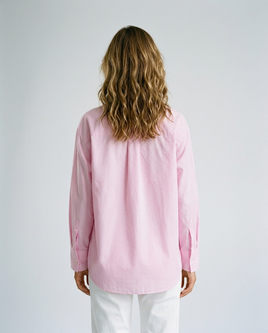 Marin Striped Lapel Shirt - Pink Rear
