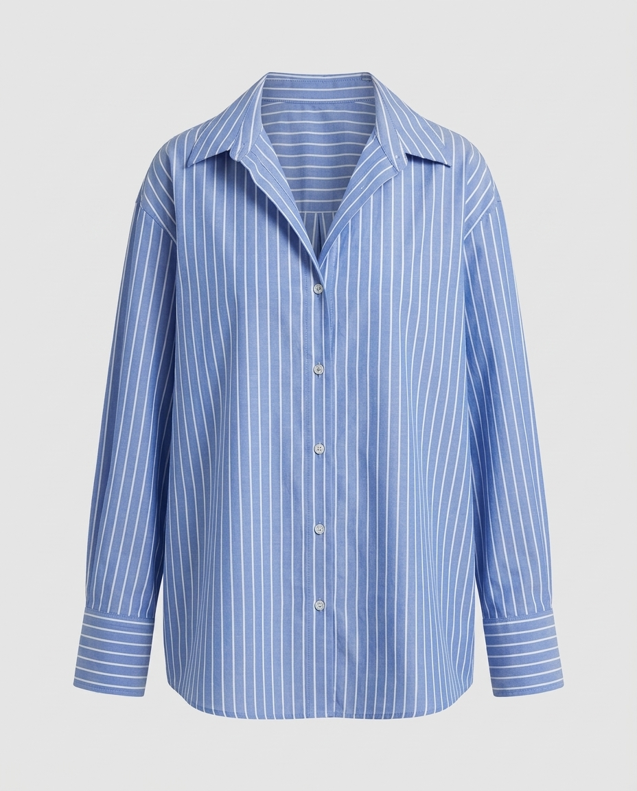Marin Striped Lapel Shirt - Dark Blue Stripes Ghost