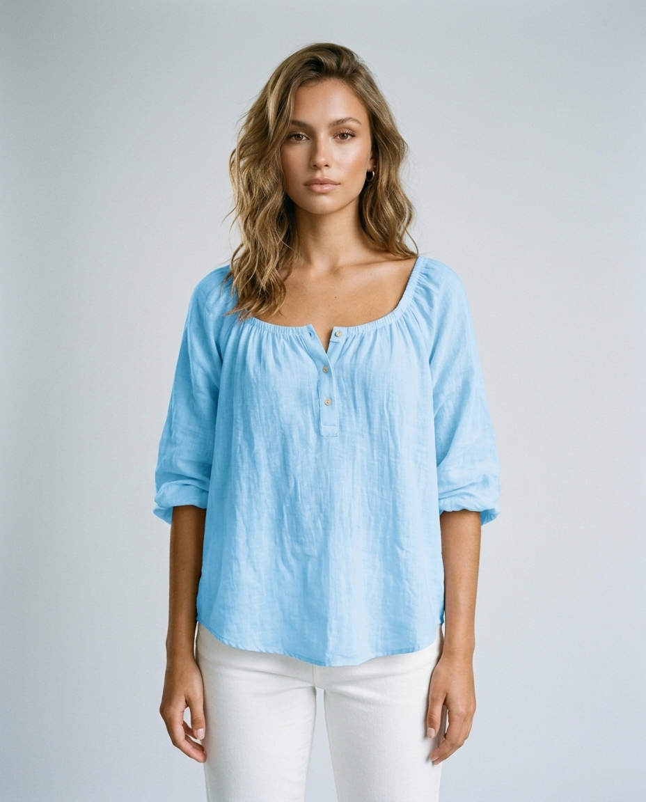 Marlow V Neck Pullover - Sky Blue Front