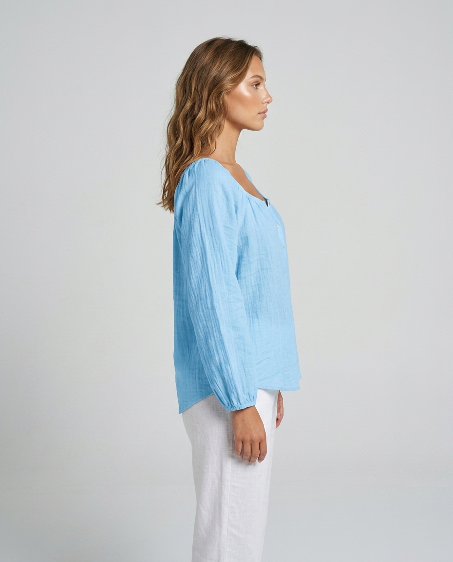 Marlow V Neck Pullover - Sky Blue Side