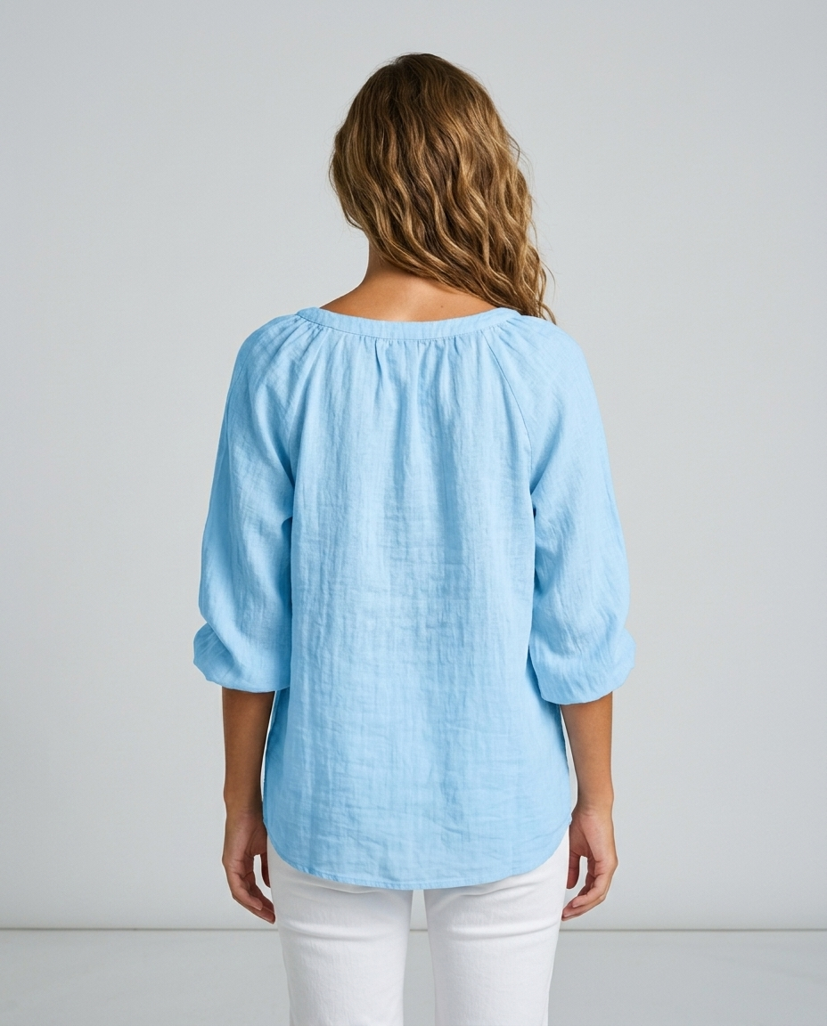 Marlow V Neck Pullover - Sky Blue Rear