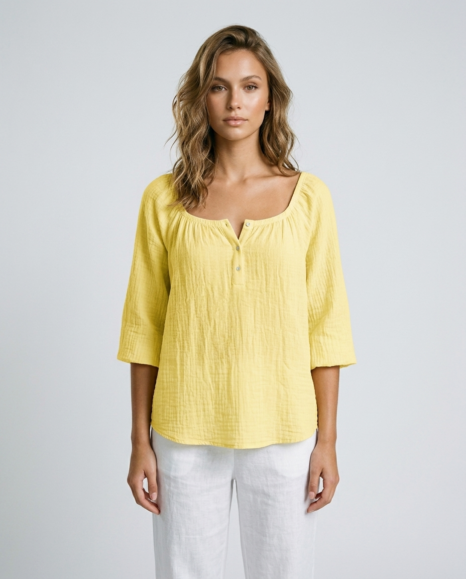 Marlow V Neck Pullover - Yellow Front