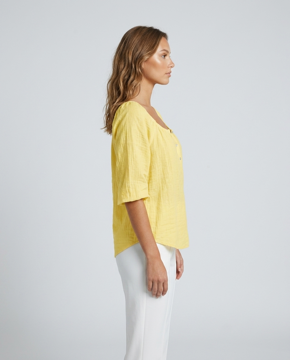 Marlow V Neck Pullover - Yellow Side
