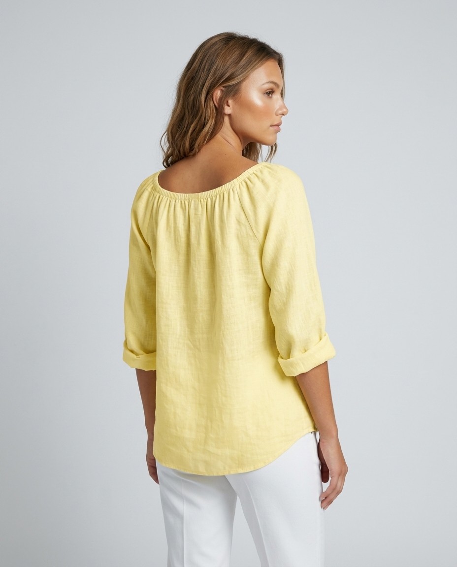 Marlow V Neck Pullover - Yellow Rear-Side