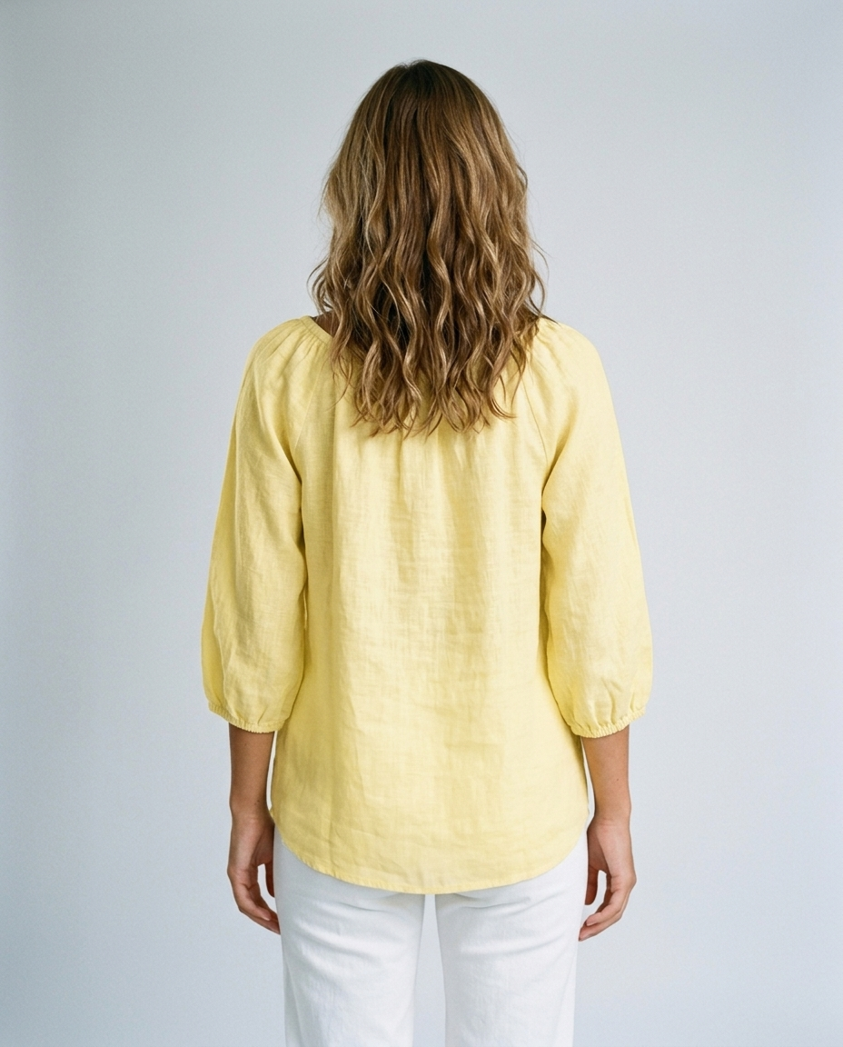 Marlow V Neck Pullover - Yellow Rear
