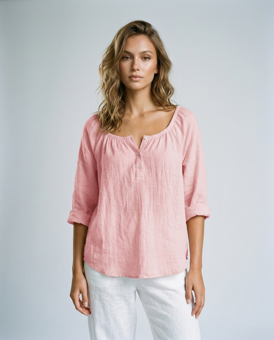 Marlow V Neck Pullover - Pink Front