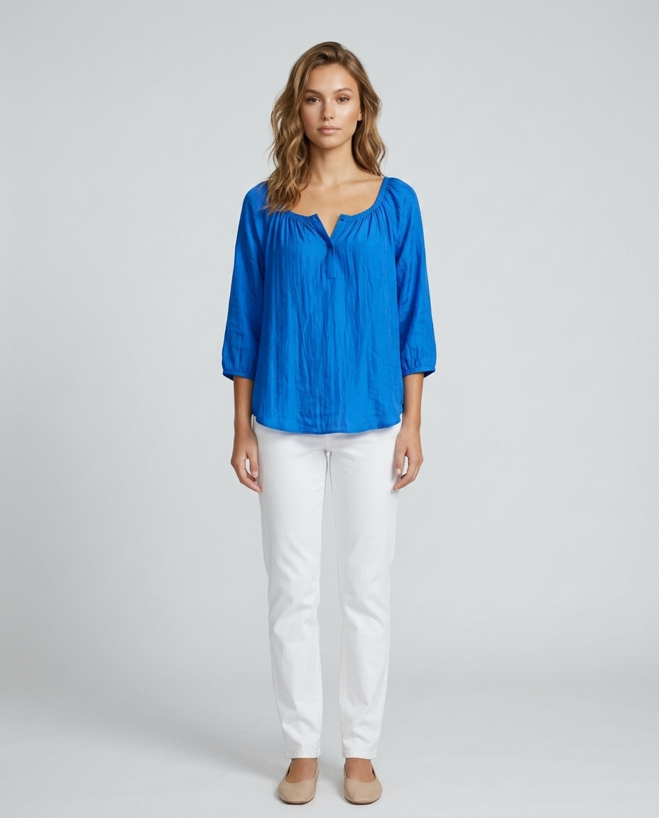 Marlow V Neck Pullover - Blue Front