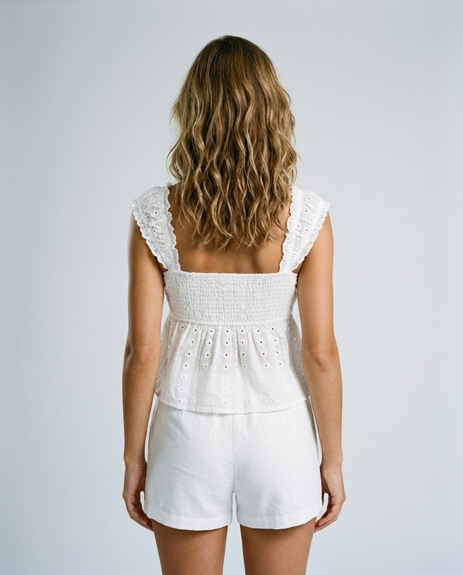 Lunaria Lace Strap Top - White Rear