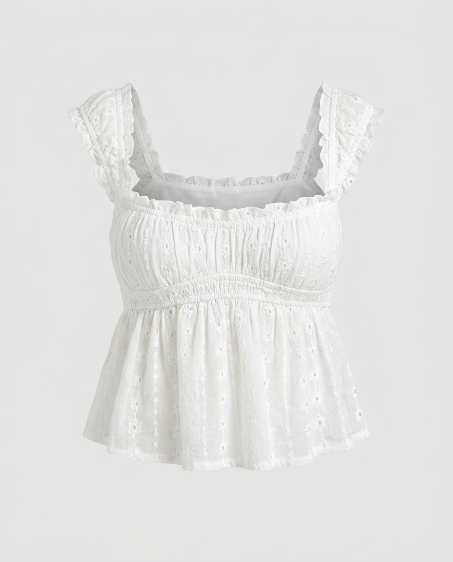 Lunaria Lace Strap Top - White Ghost