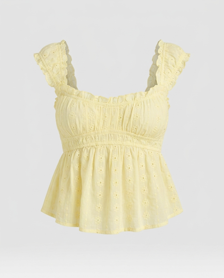 Lunaria Lace Strap Top - Yellow Ghost
