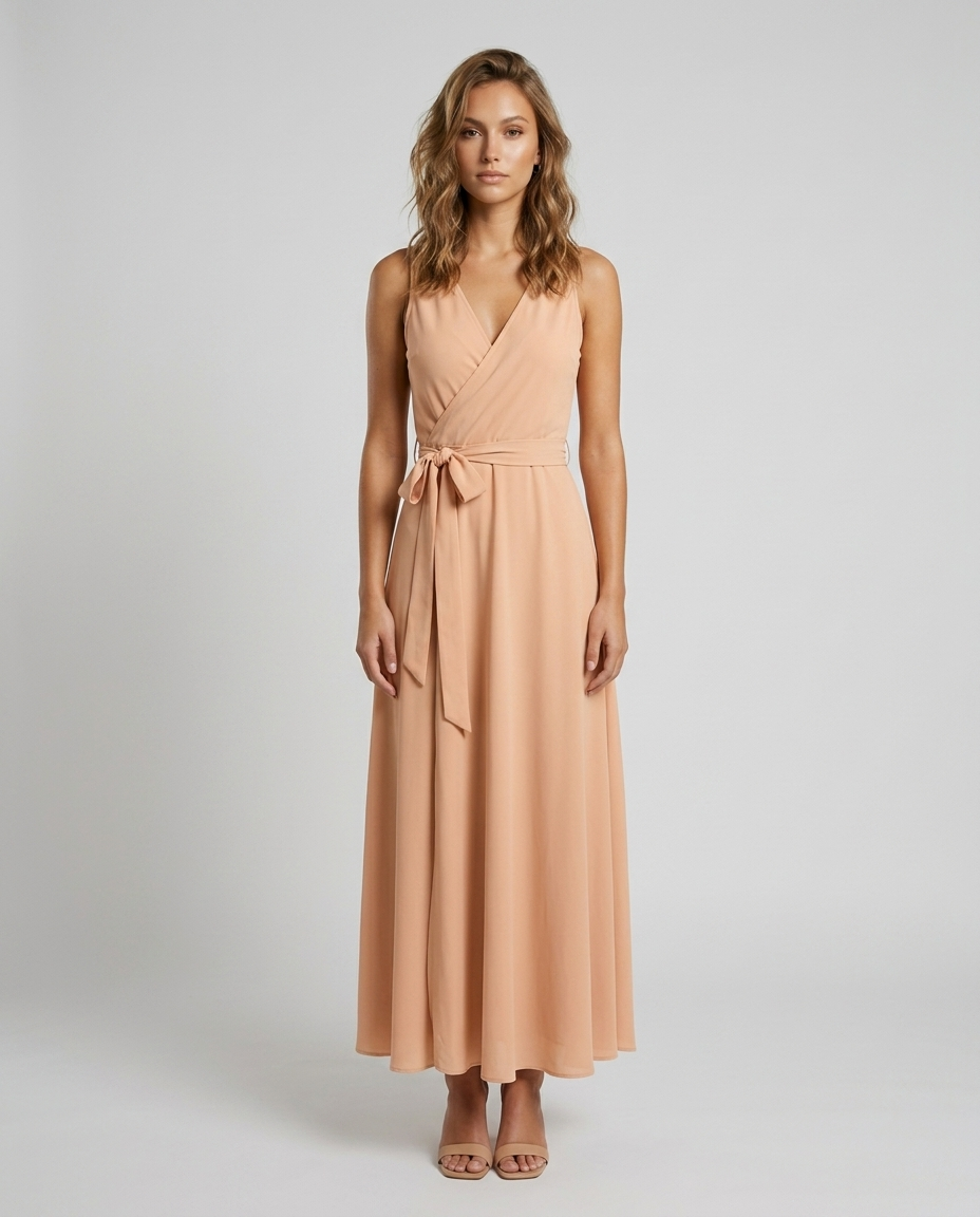 Beloria Belted A Line Dress - Khaki Front