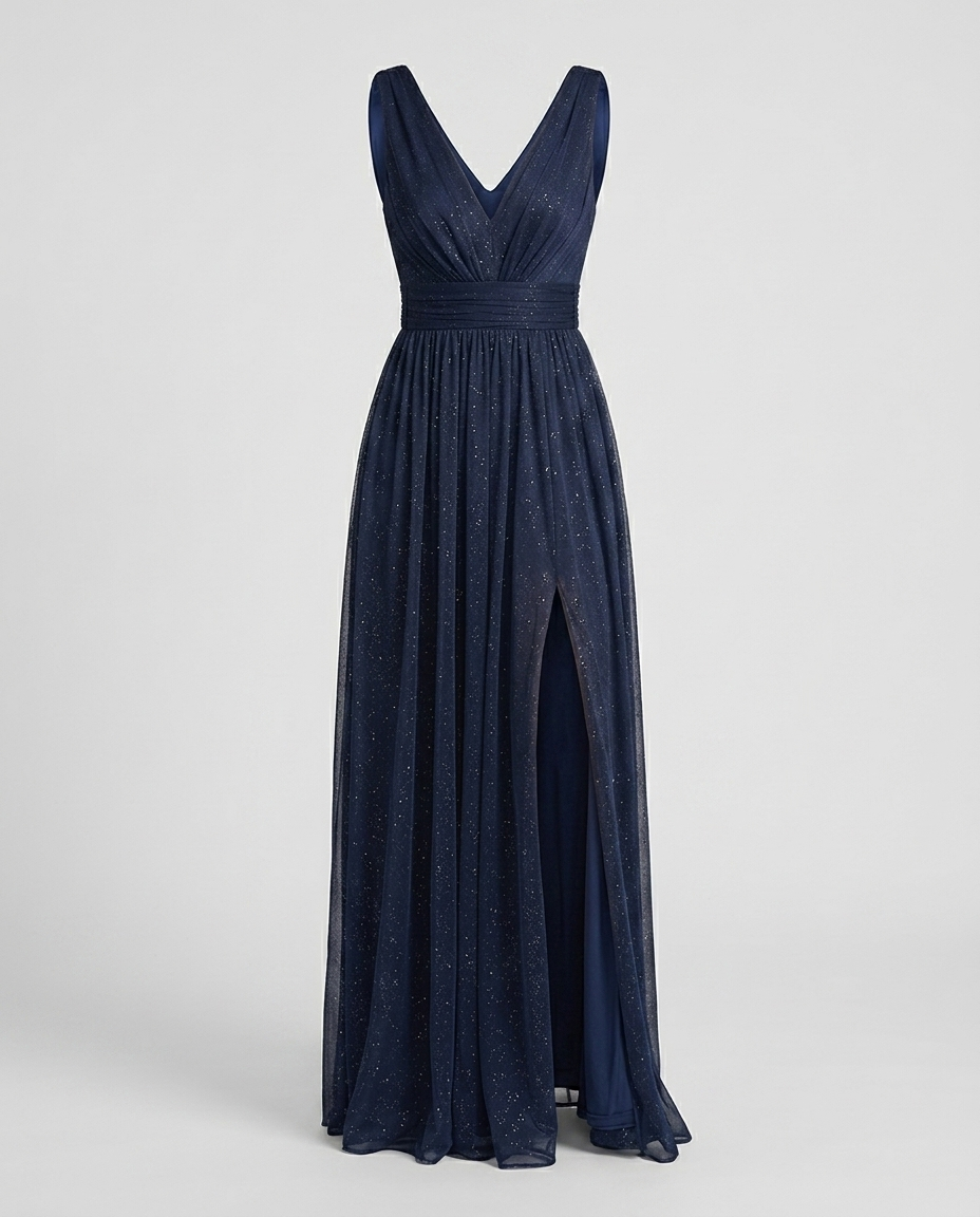 Aurelia V Neck Maxi Dress - Blue Ghost