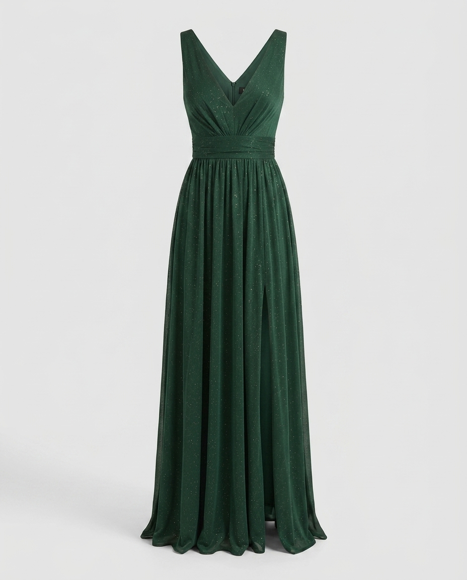 Aurelia V Neck Maxi Dress - Green Ghost