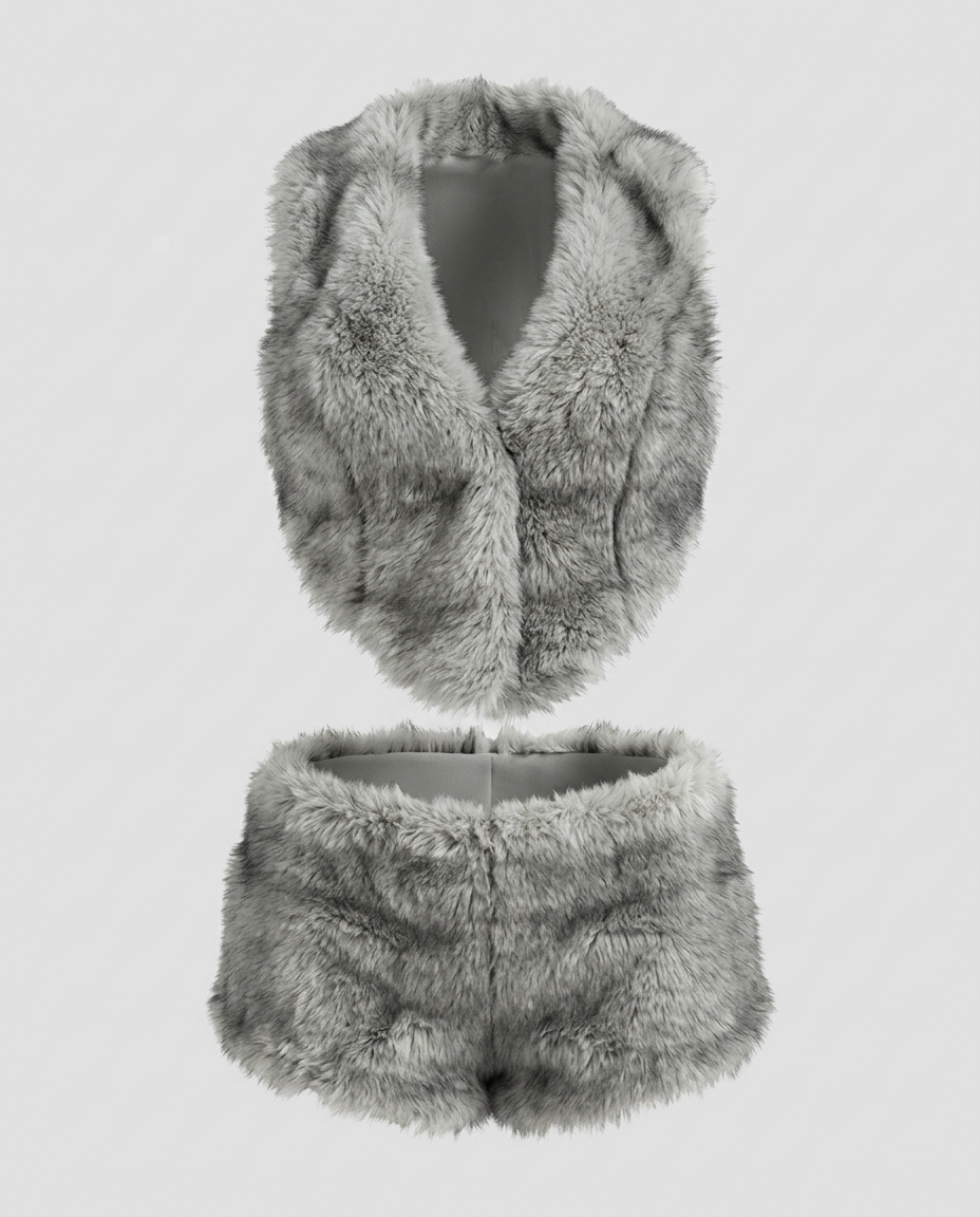 Elara Fur Set - Khaki Ghost