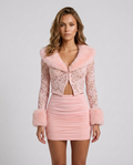 Plush Lace Long Sleeve - Pink Front