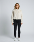 Arden Hooded Faux Fur Jacket - Off-white Front