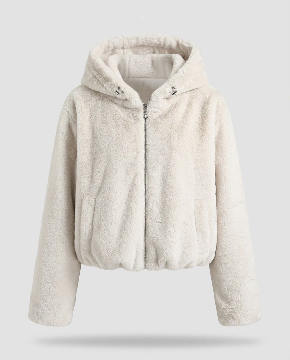 Arden Hooded Faux Fur Jacket - Off-white Ghost