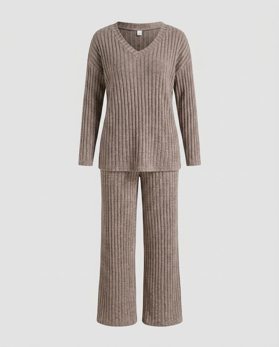 Sora Ribbed Knit Set - Deep khaki Ghost