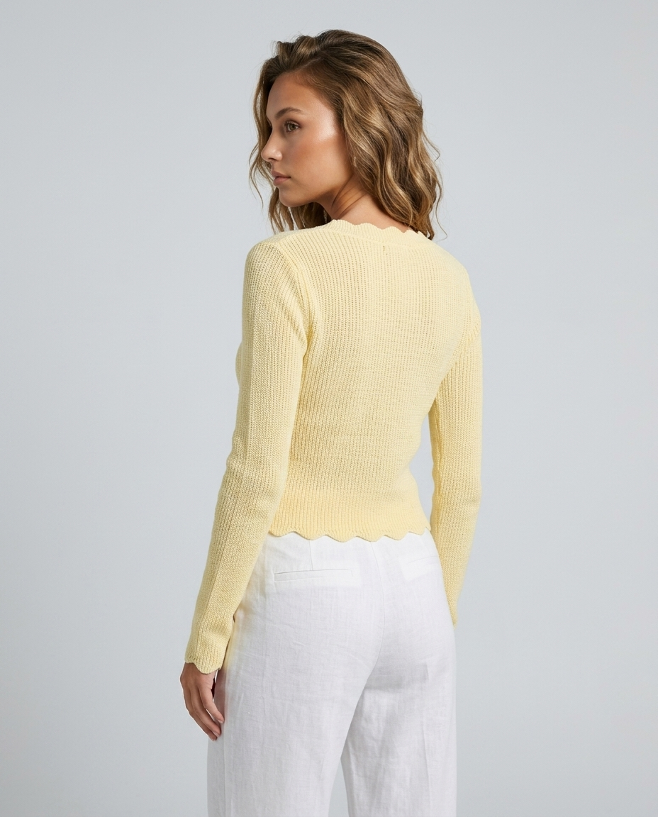 Nova Textured Knit Top - Yellow Rear-Side