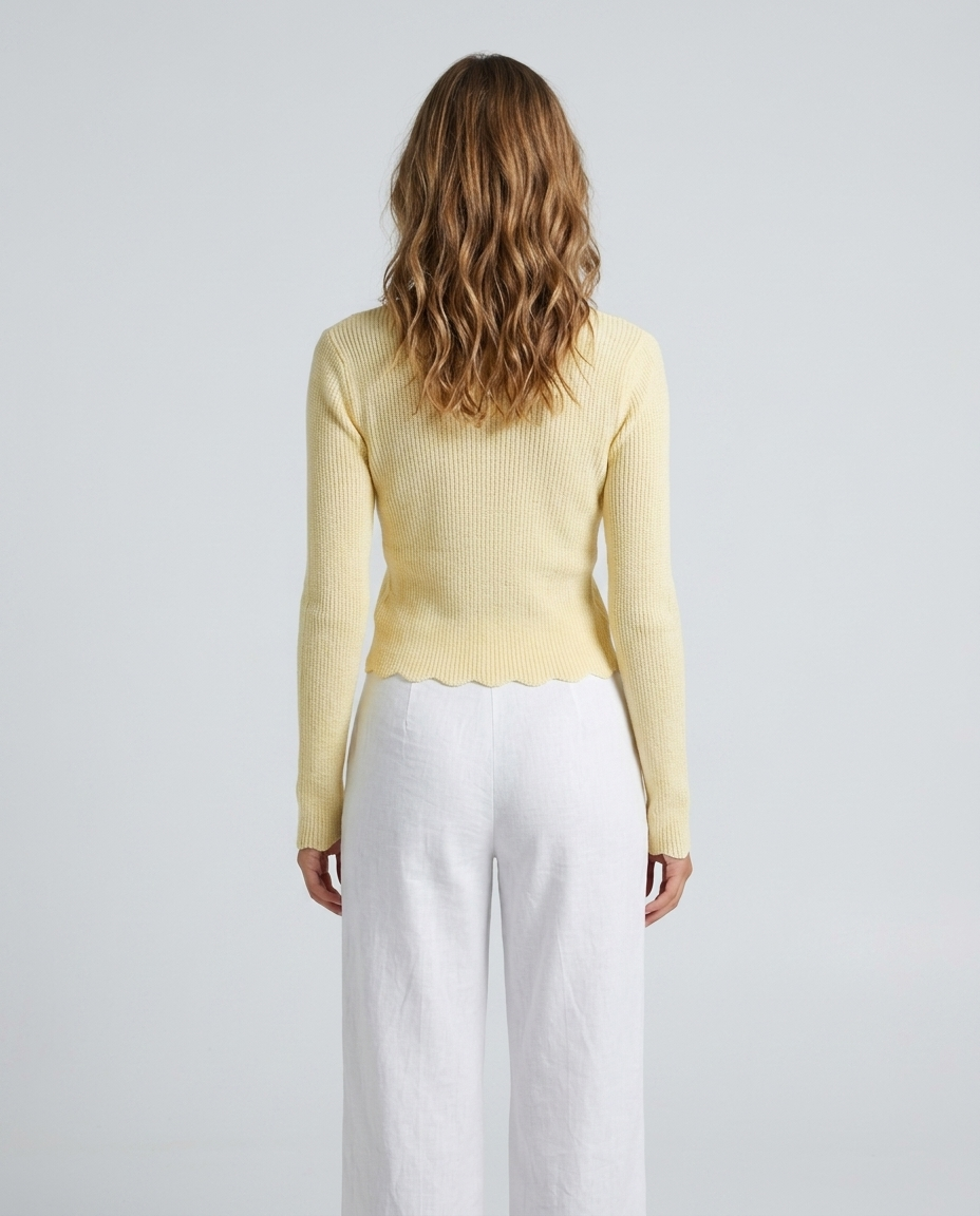 Nova Textured Knit Top - Yellow Rear
