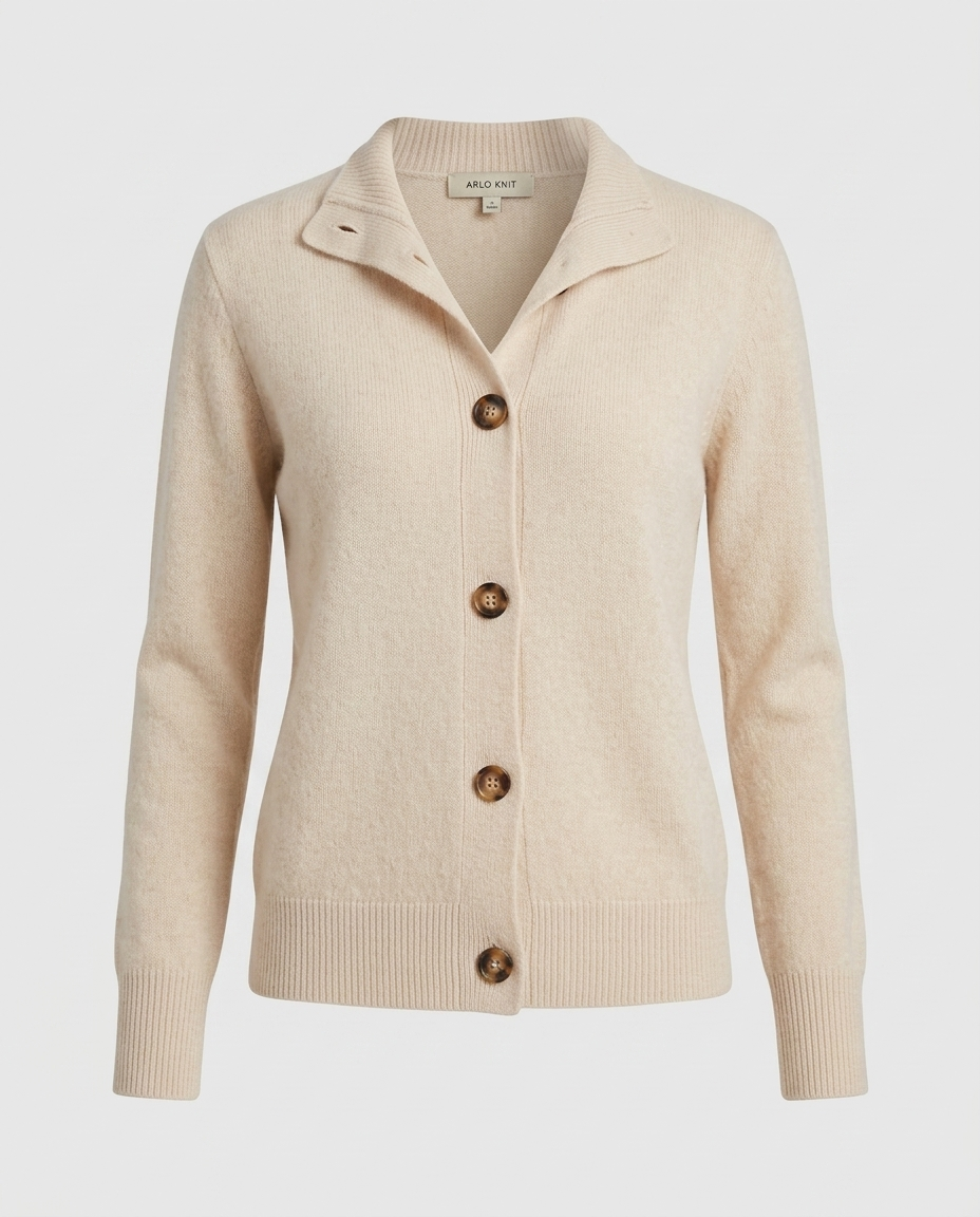 Arlo Knit Stand Collar Cardigan - Creamy-white - Ghost