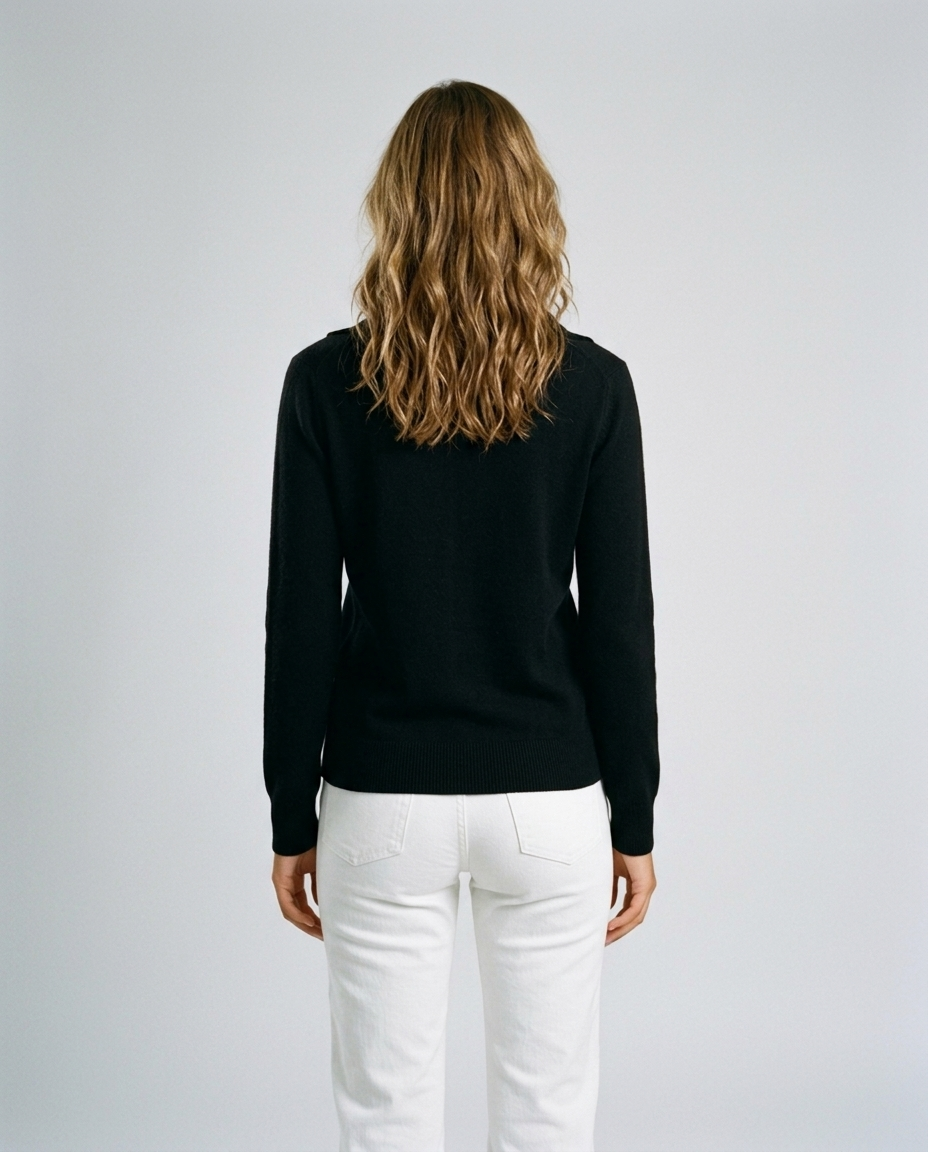 Arlo Knit Stand Collar Cardigan - Black - Rear
