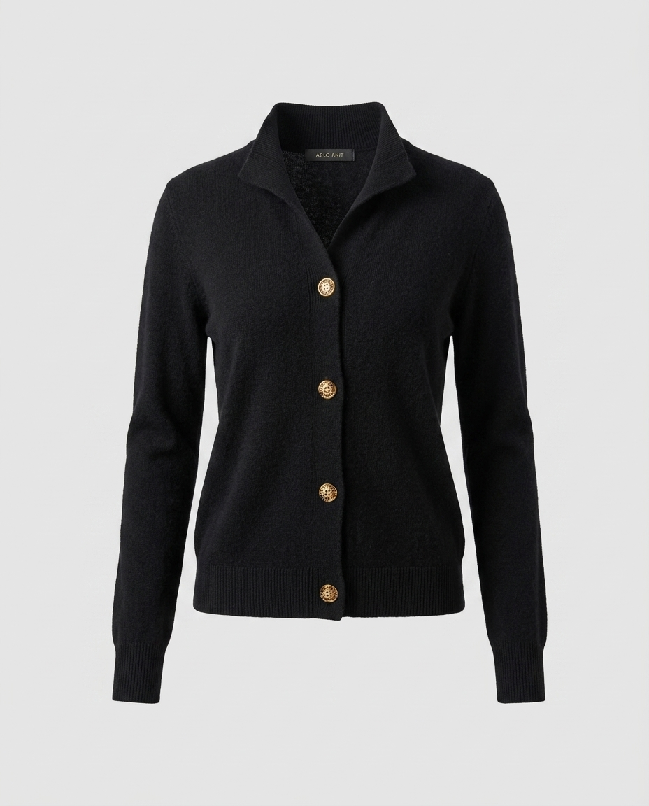 Arlo Knit Stand Collar Cardigan - Black - Ghost