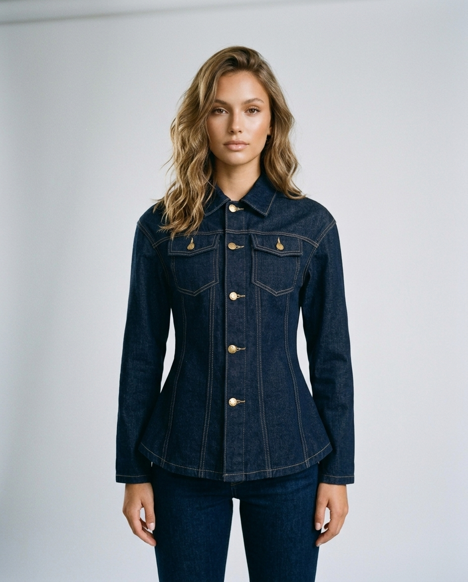 Dorian Denim Structured Shirt - Dark blue - Front