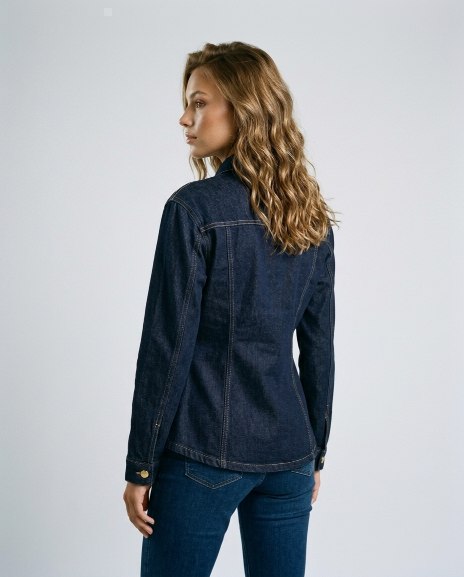 Dorian Denim Structured Shirt - Dark blue - Rear-Side