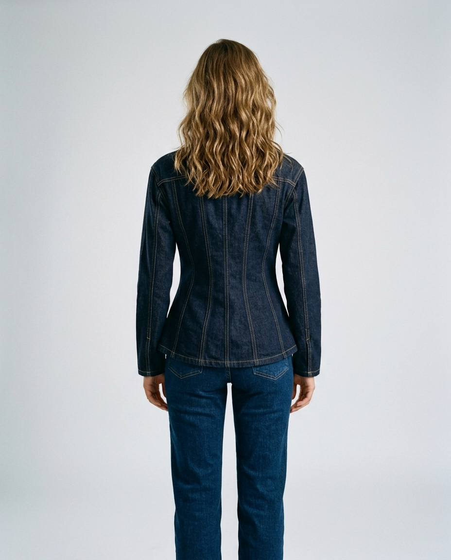 Dorian Denim Structured Shirt - Dark blue - Rear
