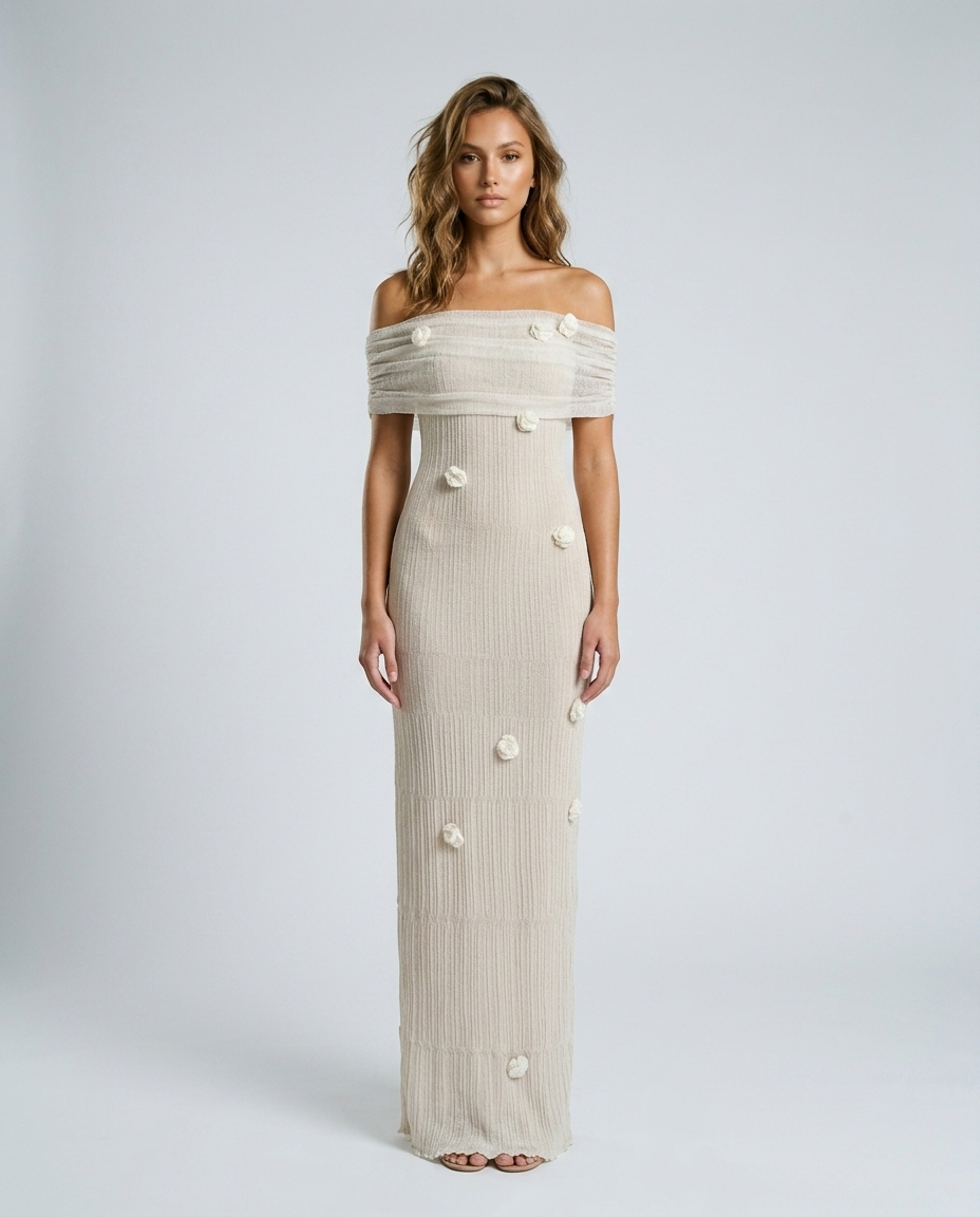 Nerissa Knit Resort Cover Dress - White - Front