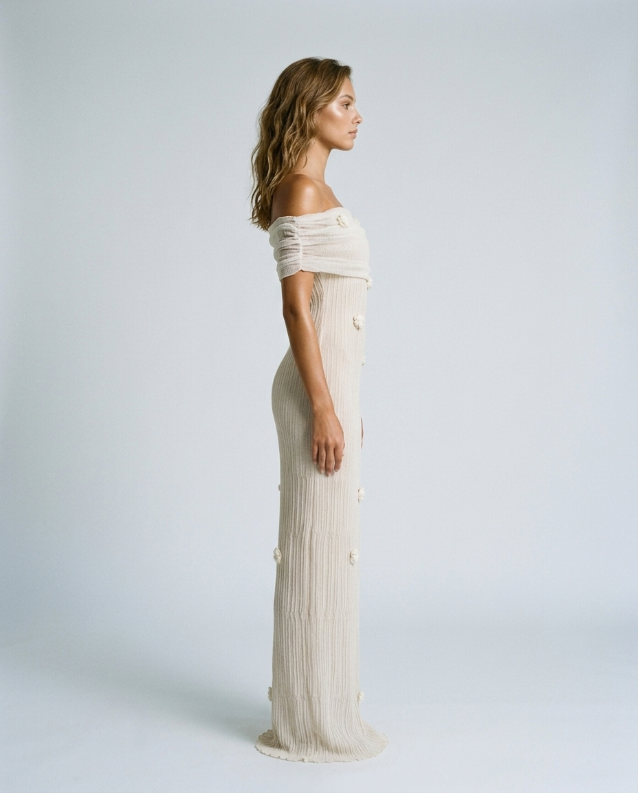 Nerissa Knit Resort Cover Dress - White - Side