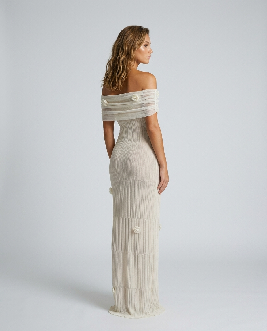 Nerissa Knit Resort Cover Dress - White - Rear-Side