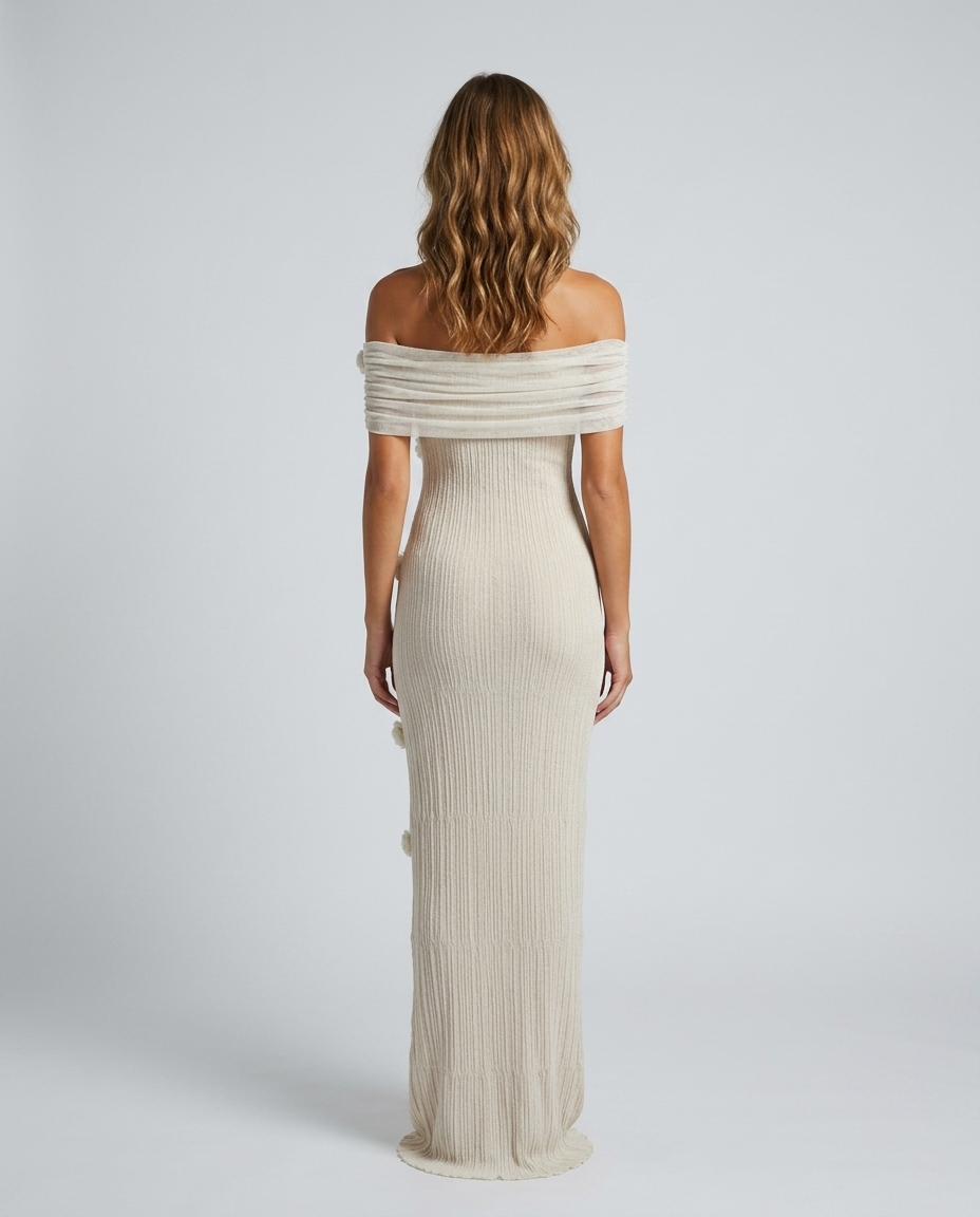 Nerissa Knit Resort Cover Dress - White - Rear