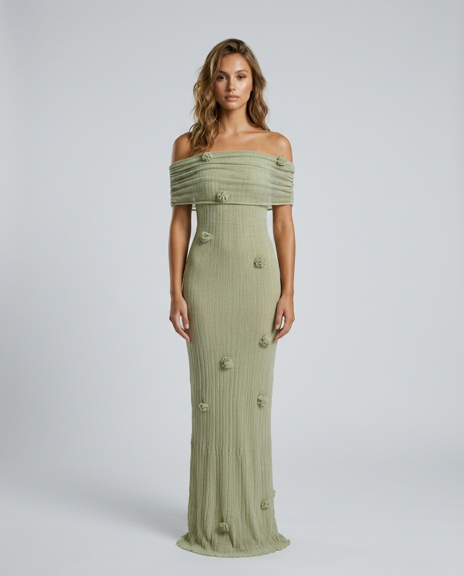 Nerissa Knit Resort Cover Dress - Green - Front