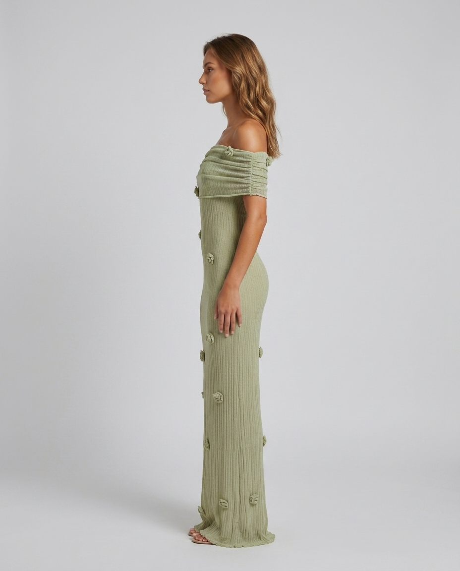 Nerissa Knit Resort Cover Dress - Green - Side