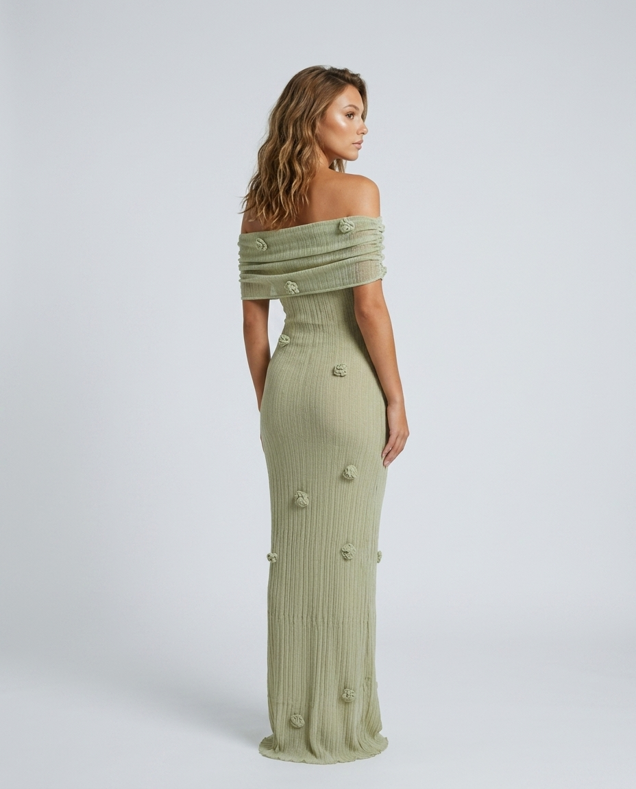 Nerissa Knit Resort Cover Dress - Green - Rear-Side